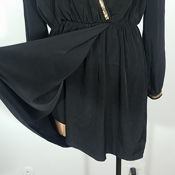 Honey Punch Black Long Sleeve Wrap Dress - Picture 3 of 7